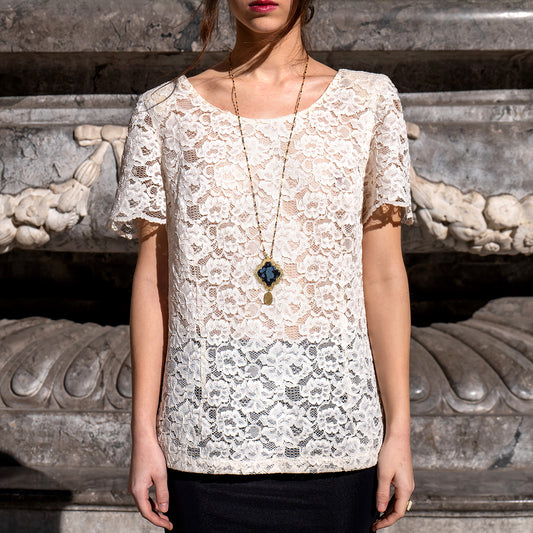 Collana artigianale ceramica in ottone, design moderno, fatta a mano in Italia, SICILIA