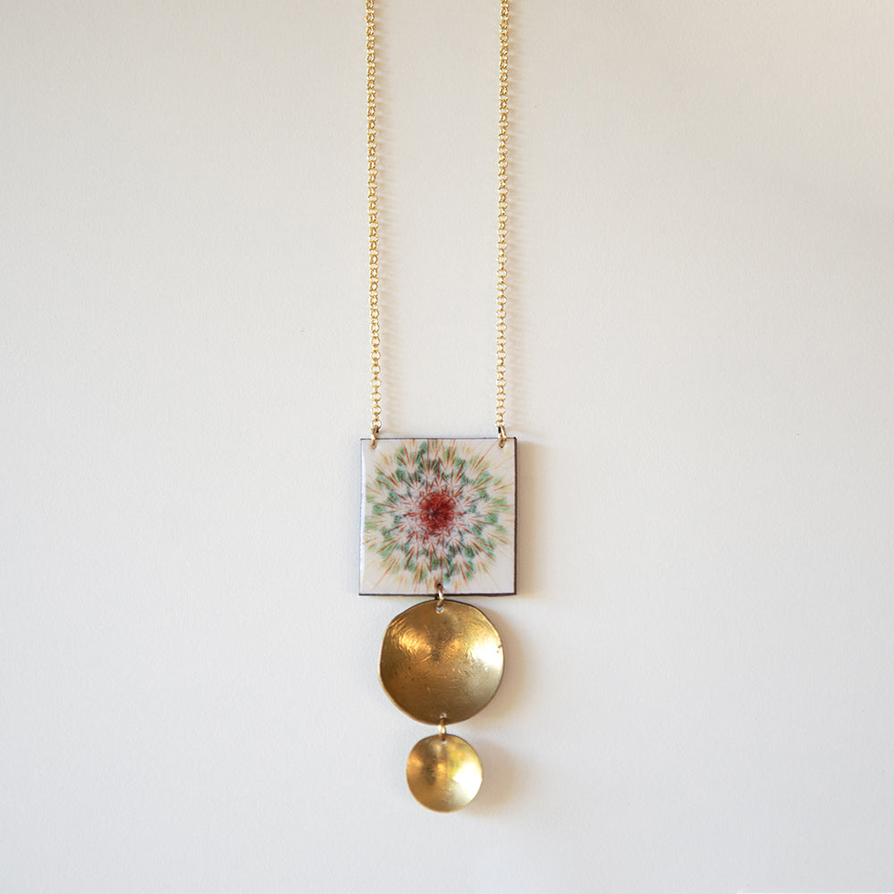 Collana artigianale FIORI in ottone, design moderno, fatta a mano in Italia, SICILIA