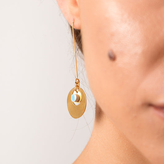 Orecchini artigianali ceramica in ottone, design moderno, fatta a mano in Italia, SICILIA