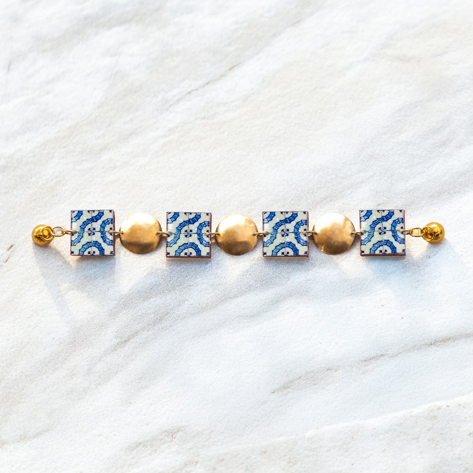 BRACCIALE artigianale maiolica in ottone, design moderno, fatta a mano in Italia, SICILIA
