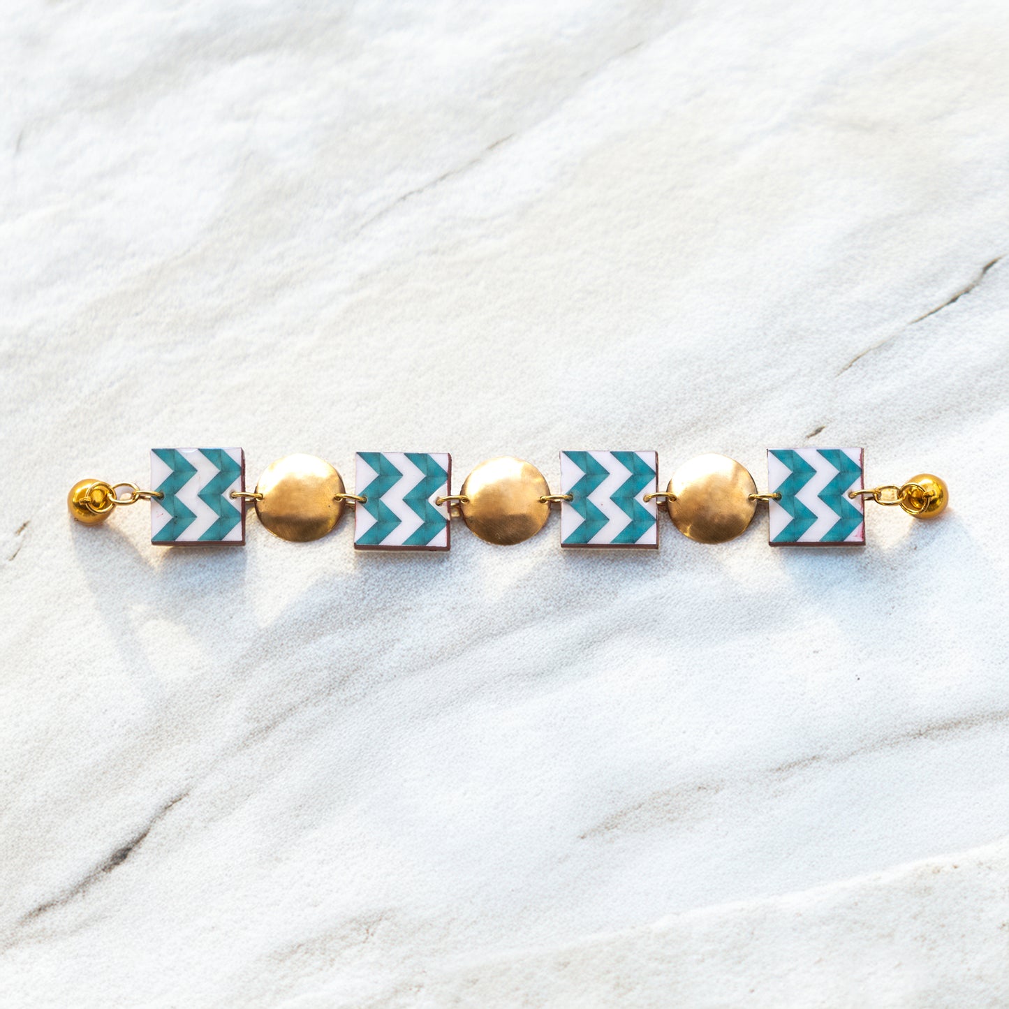 BRACCIALE artigianale maiolica in ottone, design moderno, fatta a mano in Italia, SICILIA
