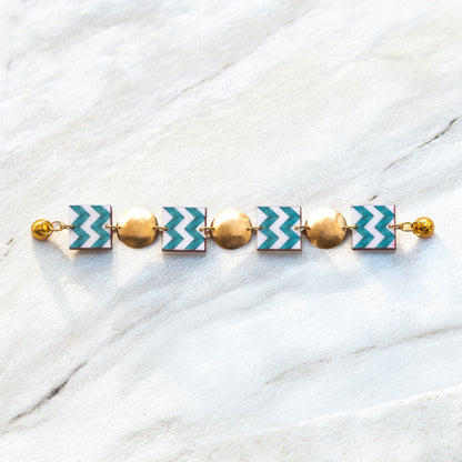 BRACCIALE artigianale maiolica in ottone, design moderno, fatta a mano in Italia, SICILIA
