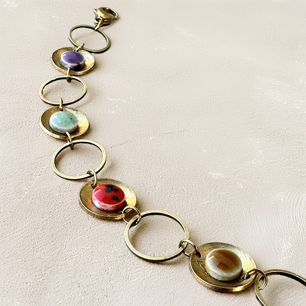 Gioielli artigianali ceramica in ottone, design moderno, fatta a mano in Italia, Sicilia