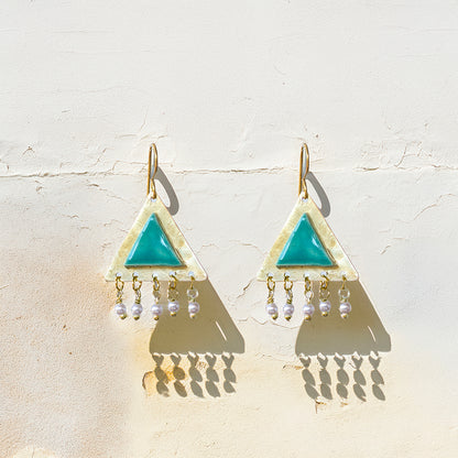 Orecchini artigianali ceramica in ottone, design moderno, fatta a mano in Italia, SICILIA