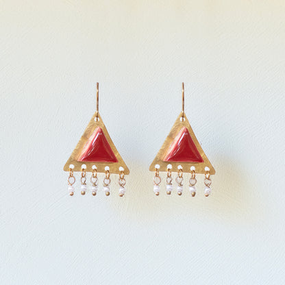 Orecchini artigianali ceramica in ottone, design moderno, fatta a mano in Italia, SICILIA
